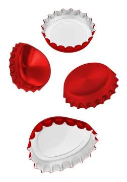 Flying Red bottle cap isolated on white background Stock Illustration