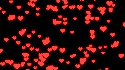 Flying red glow hearts on black backgrou... | Stock Video | Pond5