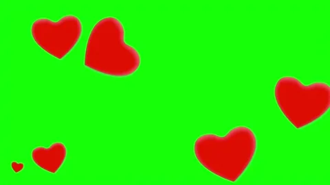 Flying red hearts animation loop on green screen Stock Footage 314206025
