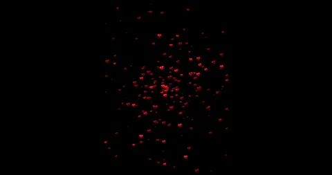Flying red hearts on a black background Stock Footage 263443019