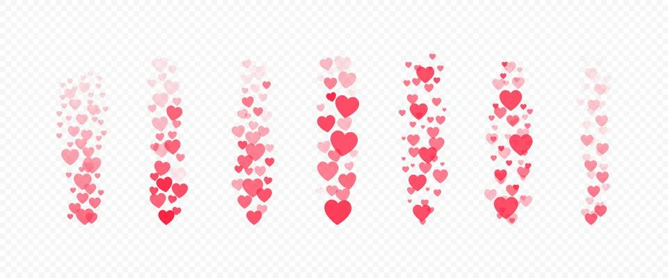 Flying red hearts, likes icons for live streaming interface. Social media design Stock Illustration