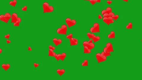 Flying red hearts motion graphics with green screen background Stock Footage 123891597
