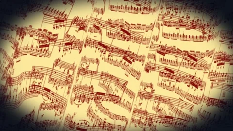 Flying Red Notes On Yellow Background Stock Footage 249305999