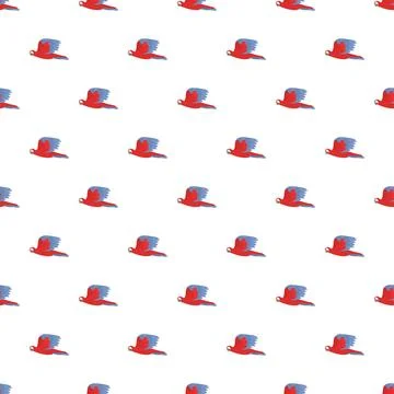 Flying red parrot pattern on white background Illustrazione stock