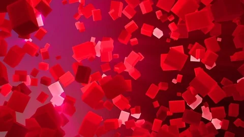 Flying red rectangular 3d shape. computer graphics Stock Footage 82881298
