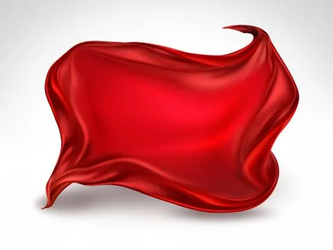 Flying red silk fabric Stock Illustration