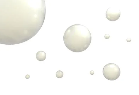 Flying reflective balls isolated on white 3d illustration Stock Illustration
