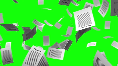 Flying Resumes and CV Documents on Green Screen Stock Footage 315342682