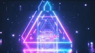 Flying In A Retro Futuristic Space With Glowing Neon Square In The Style Of The Stock Footage