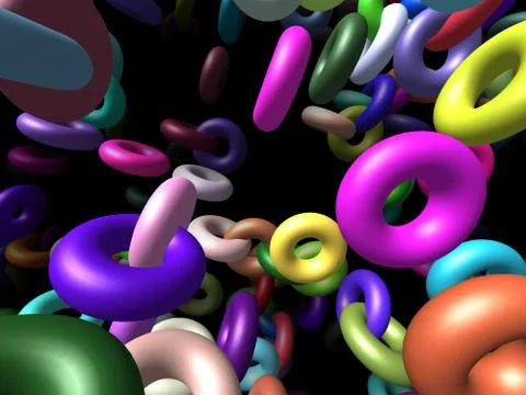 Flying rings generated 3d background Stock Illustration