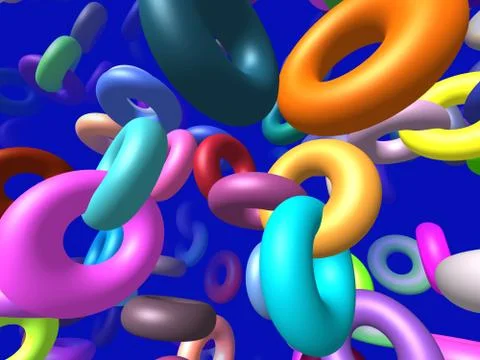 Flying rings generated 3d background Stock Illustration