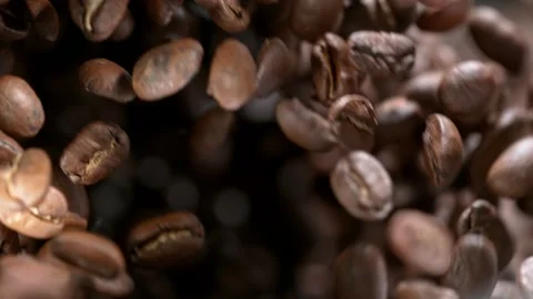 Flying Roasted Coffee Beans Stock Footage 150163175