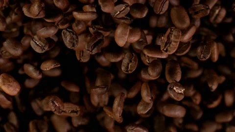 Flying Roasted Coffee Beans Stock Footage 163992432