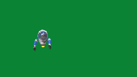 Flying Robot Green Screen Walks 3D Rendering Animation 4K Stock Footage 155926822