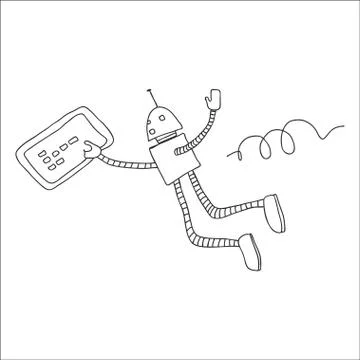 Flying robot vector illustration Stock Illustration