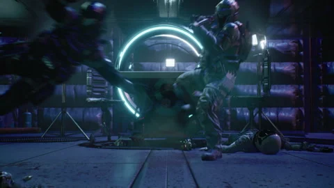 Flying robots explode on the robots and ... | Stock Video | Pond5