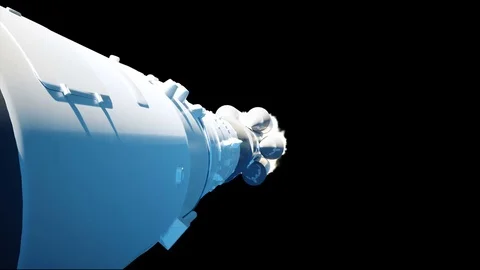 Flying rocket with alpha mask. Fire og rocket. Realistic 4k animation. Stock-Footage 84521965