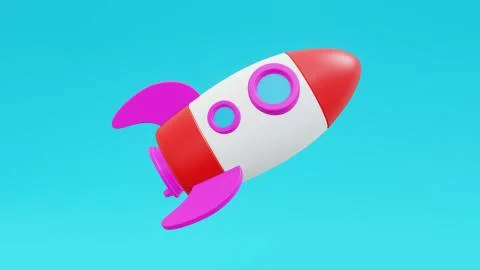 Flying rocket on a blue background. Stock Illustration