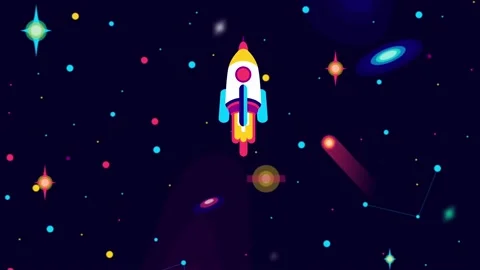 Flying rocket on the galaxy space. Stock Footage 238492223