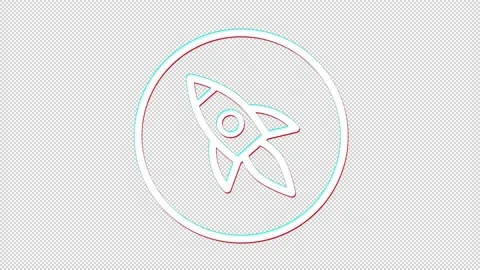 Flying rocket icon. Glitch effect. Business icon. Alpha channel Stock Footage 223011858