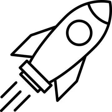 Flying rocket icon as a project launch Stock Photos