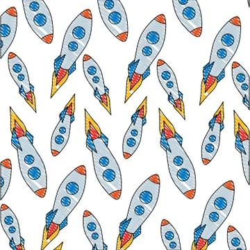 Flying rocket launch startup project pattern Stock Illustration