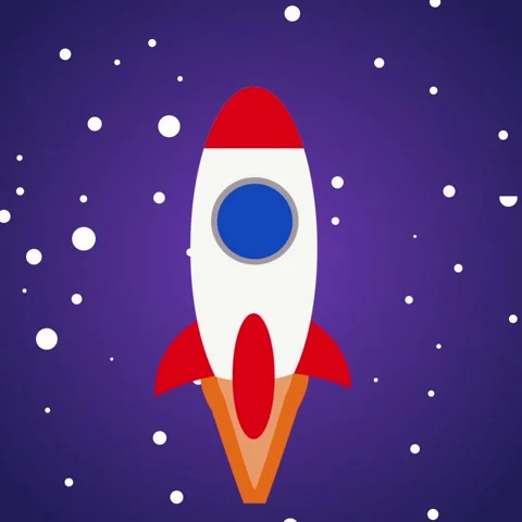 Flying rocket logo. Stock Footage
