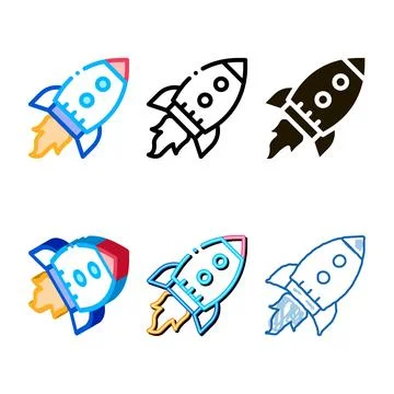 Flying rocket modern spaceship agile element vector icon Stock Illustration