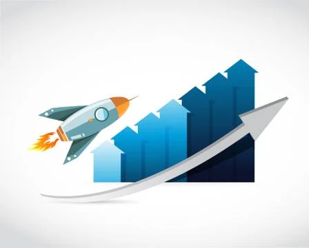 Flying rocket prices concept graph 스톡 일러스트
