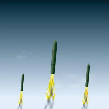 Flying rocket in the sky Stock Illustration