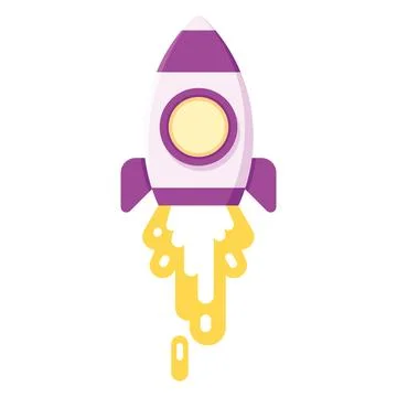 Flying rocket space ship with flame. 스톡 일러스트