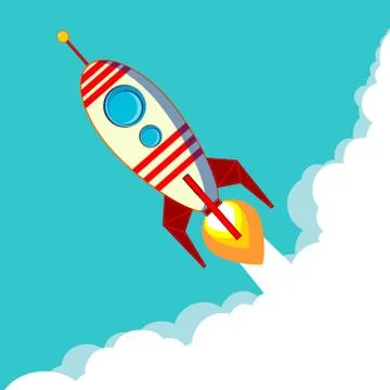 Flying Rocket with  space for text Stock Illustration