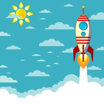 Flying Rocket with space for text Stock Illustration