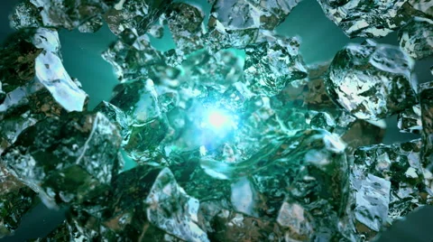 Flying rocks loopable background, green Stock Footage 47547027