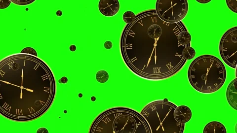 Flying Roman clock High Quality 4k Loop animation on Green Screen Stock Footage 293331758