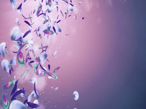 Flying Romantic Purple Green Blue Orchid Flower Petals Placeholder Loop 4k Stock Footage