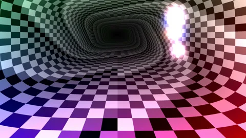 Flying Into a Rounded Tunnel Checks Pattern Stock Footage 139720563