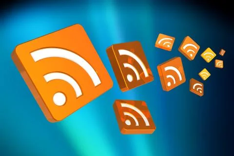 Flying RSS symbols Stock Illustration