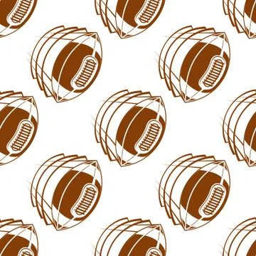 Flying rugby balls seamless pattern Stock Illustration