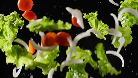 Flying salad Stock Footage 257032628