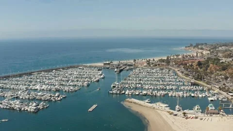 Flying at the Santa Barbara Harbor, CA Stock Footage 156937246