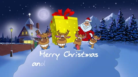 Flying Santa Claus Part 2 with greeting text Stock Footage 93993353