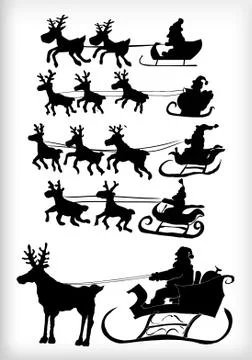 Flying santa with reindder Stock Illustration