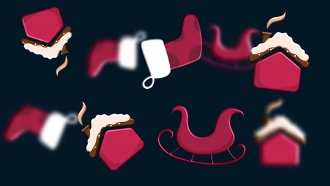Flying santa sleigh elements floating festive icons Stock Footage 321551072