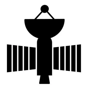 Flying satellite solid icon. Space sputnik vector illustration isolated on white Ilustración de archivo