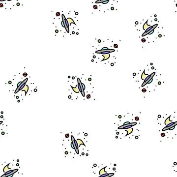 Flying saucer alien in galaxy vector seamless pattern Illustrazione stock