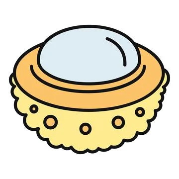 Flying saucer alien spaceship vector line illustration Stock Illustration