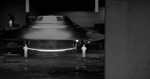 Flying Saucer in Hangar Stock Footage 155039969