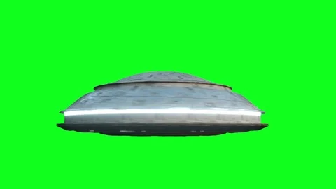 Flying saucer isolate on green screen. UFO. Realistic shaders Stockbeeldmateriaal 81490392