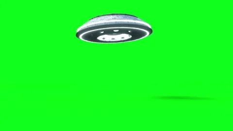 Flying saucer isolate on green screen. UFO. Realistic shaders Stock Footage 81491422